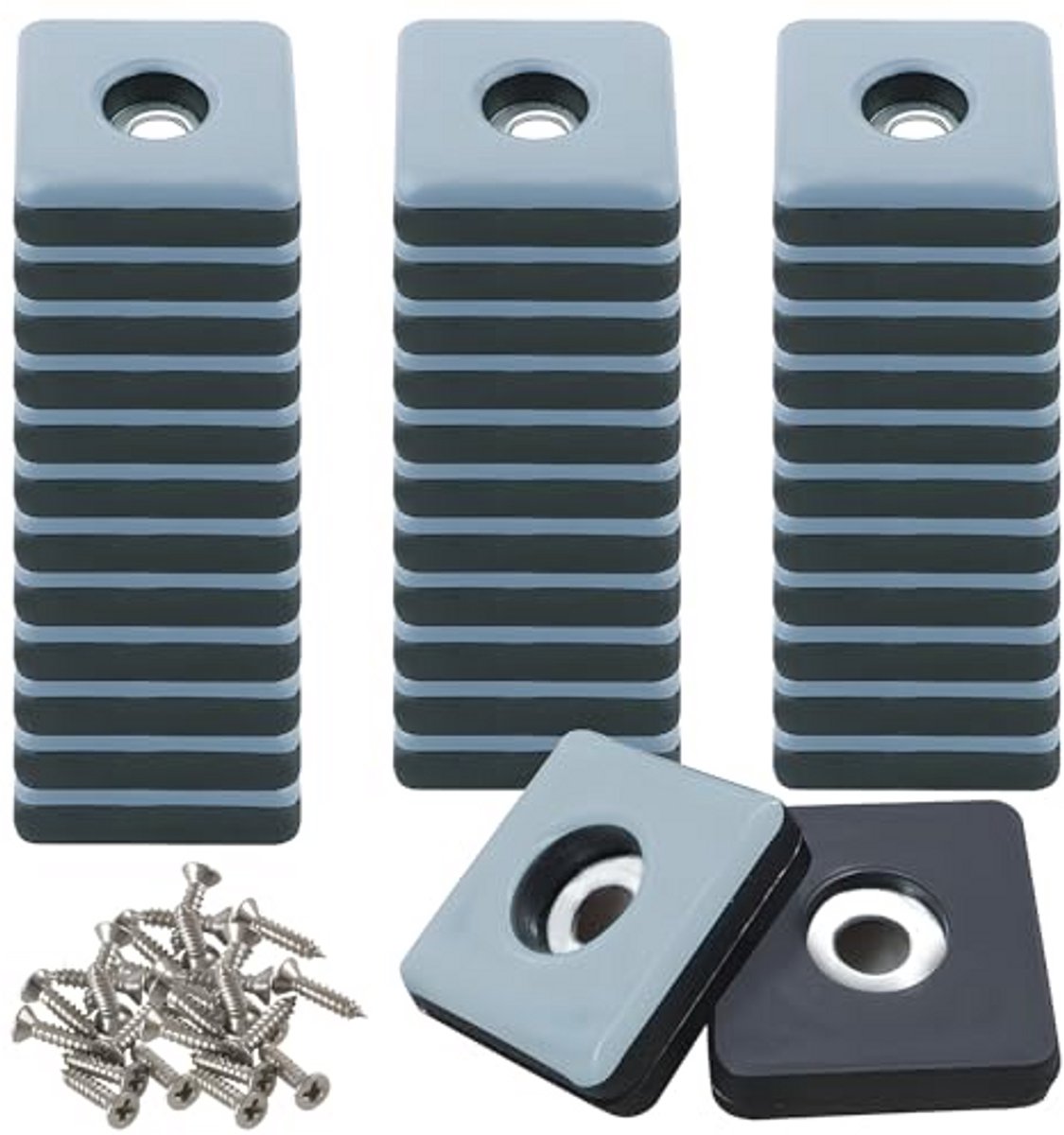 Vierkante Teflon meubelglijders met schroeven - 36 stuks - 25 mm - Effectieve bescherming voor meubels en vloeren