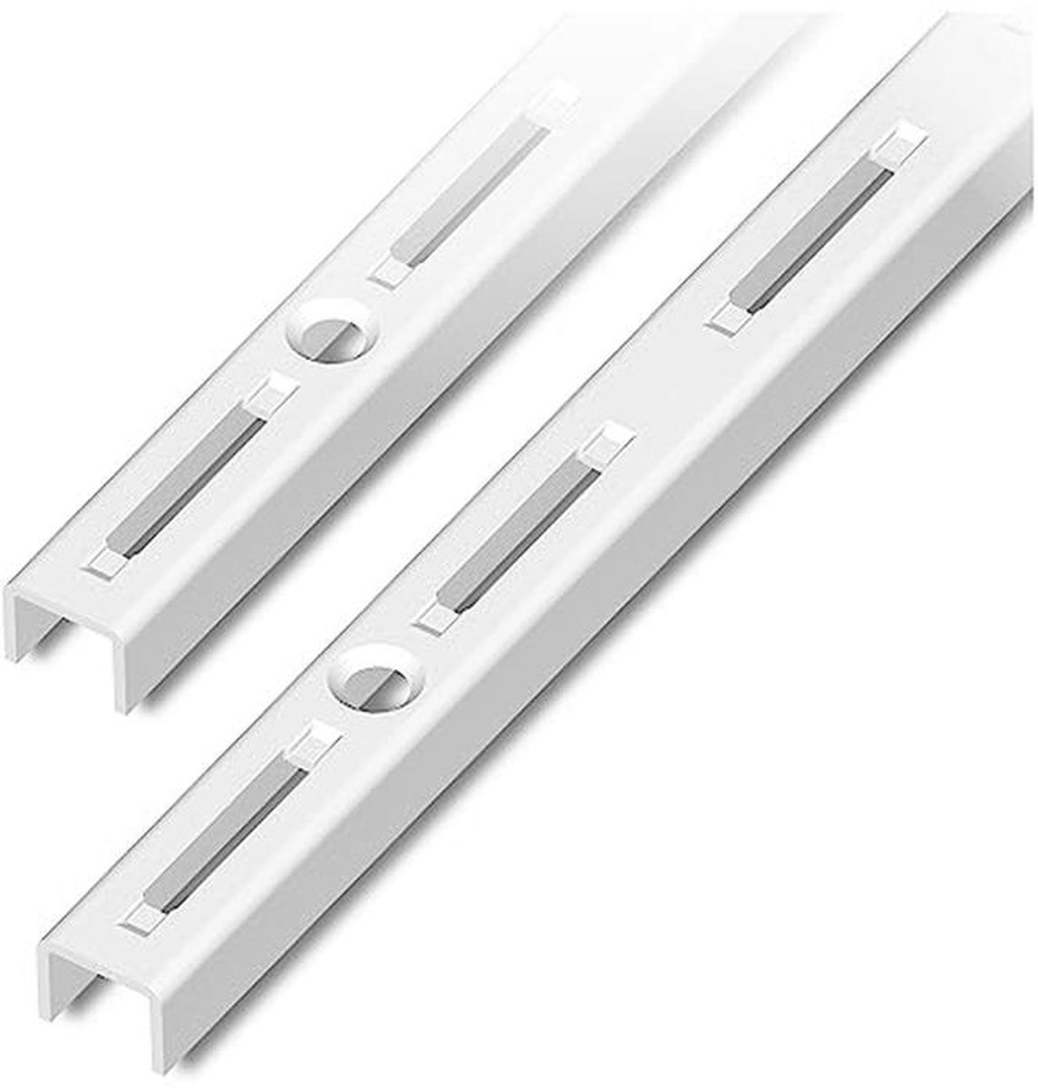 Wandrail 1 rij voor plankdragers - 2 stuks, 4 afmetingen, 3 kleuren, lengte 50 cm