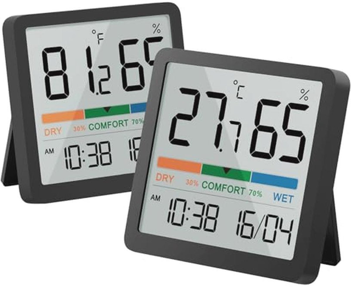Kamerthermometer Hygrometer Digitale Temperatuur en Vochtigheidsmeter Indoor Luchtmonitor met Klok