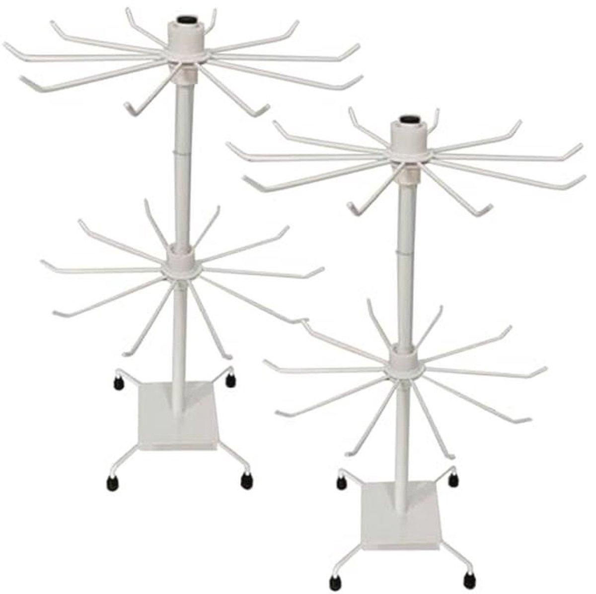 Rotating Jewelry Display Rack - Adjustable Metal Jewelry Stand with Hooks for Earrings, Necklaces, and Keychains
