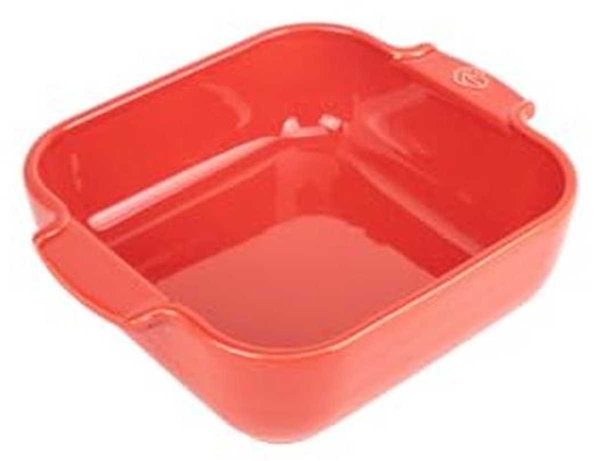 Vierkante keramische bakvorm 21 cm - rood