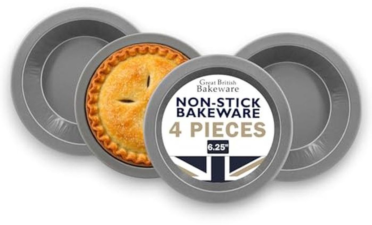 Set van 4 ronde quiche- en taartvormpjes van 15 cm - Antikleef en ovenbestendig