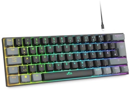 Snpurdiri Bedraad mechanisch gamingtoetsenbord, 60% grootte, 61 anti