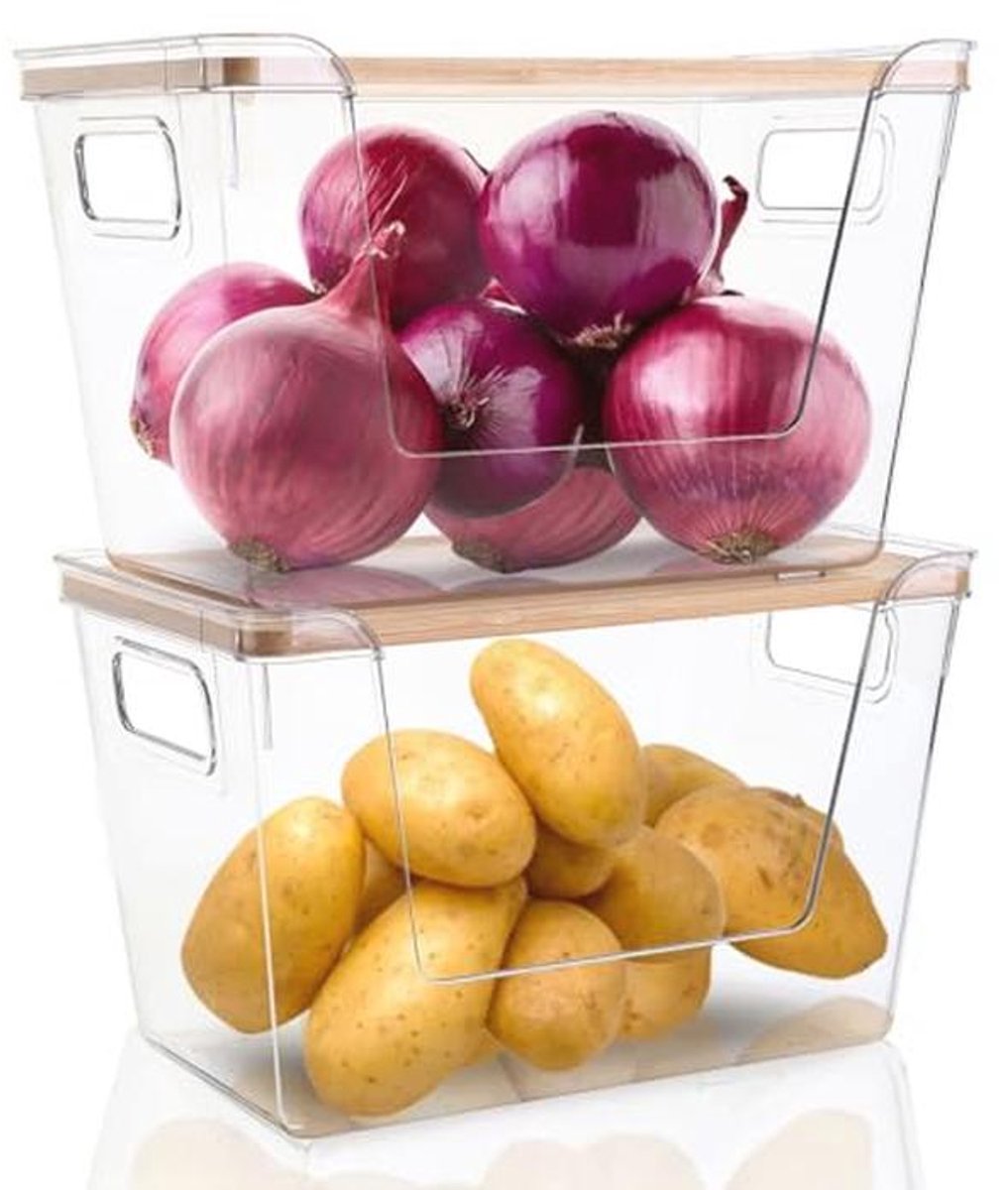 Set van 2 stapelbare voorraadkastorganizers voor groente en fruit