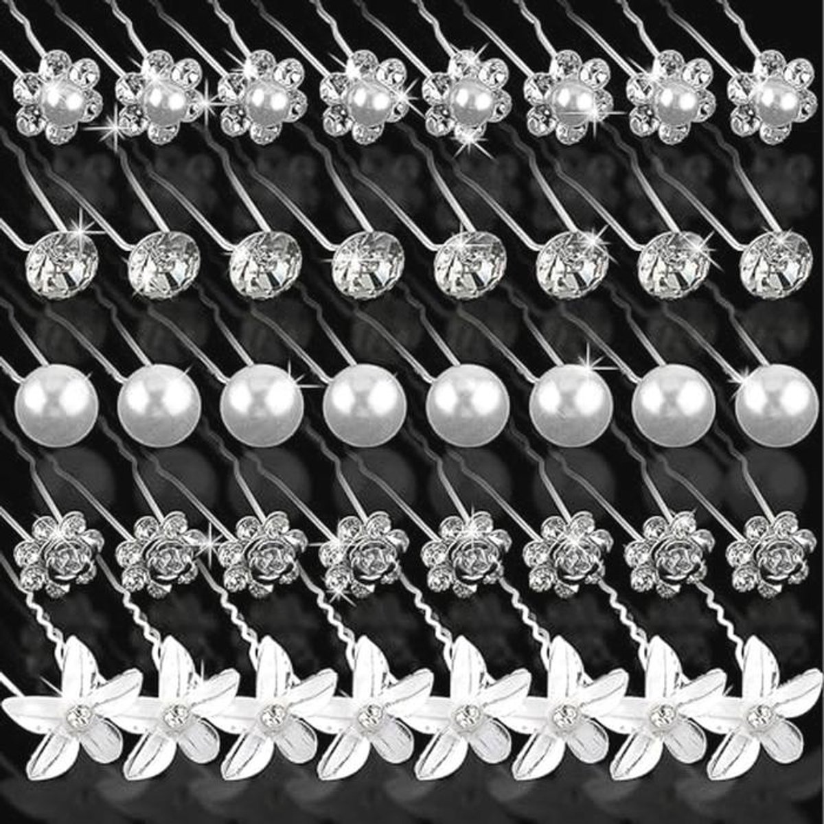 Elegante Haaraccessoires voor Bruiloften - Strass, Bloemen en Parels - 40 Stuks