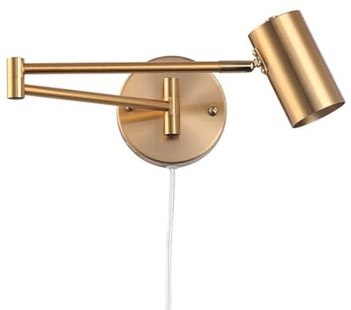 Minimalistische gouden wandlamp met scharnierarm - ideaal voor slaapkamers en werkkamer