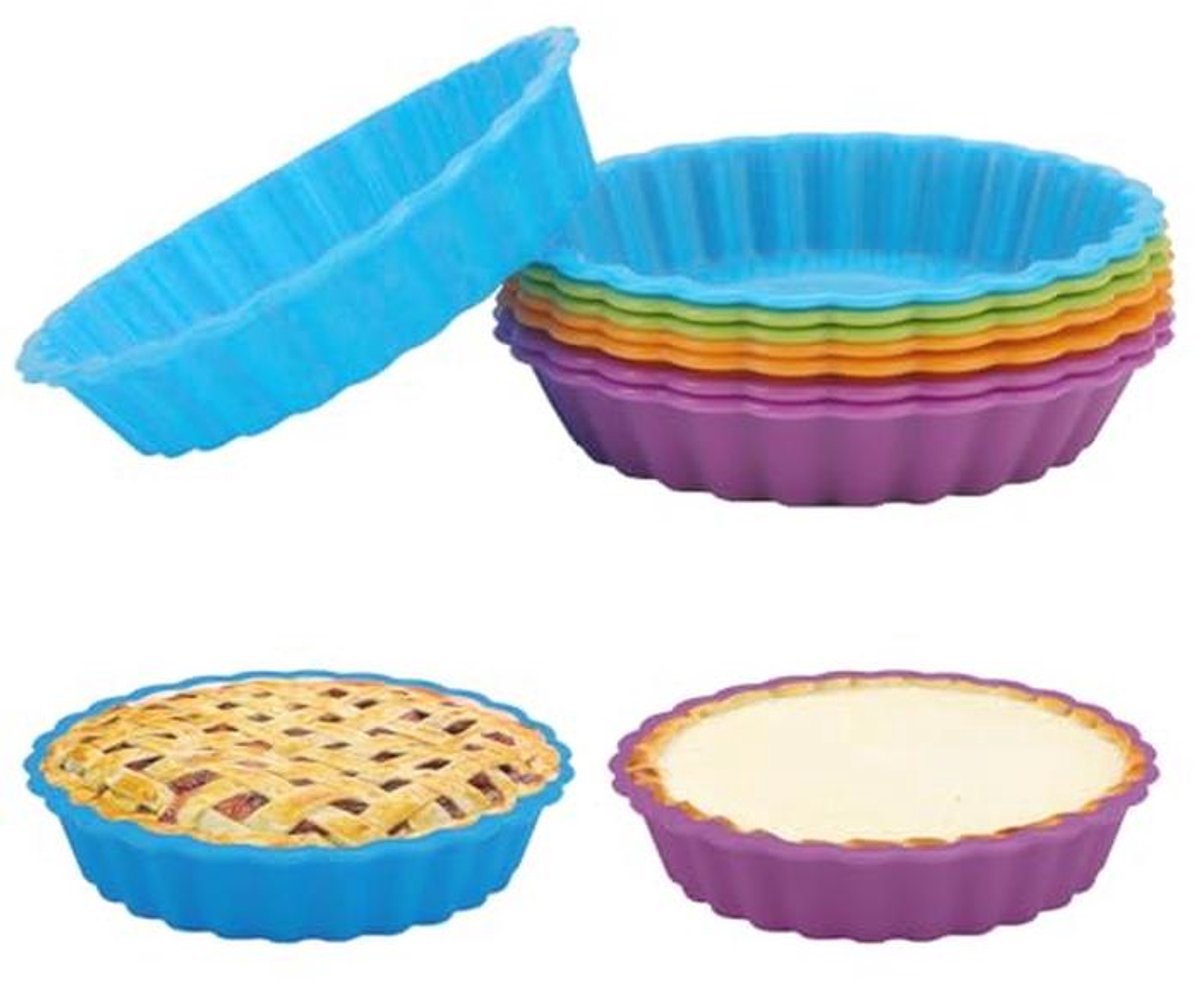 8-stuks mini silicone taartvormen - ronde bakvormen voor quiche, cakes en muffins