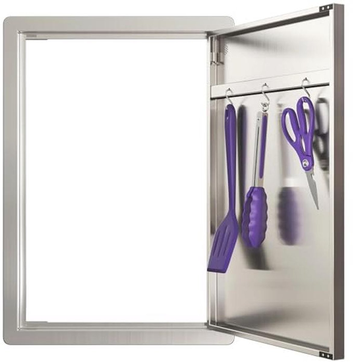 Buitenkeukendeur 17" B x 24" H RVS met Ventilatiegaten en Ergonomische Handgrepen