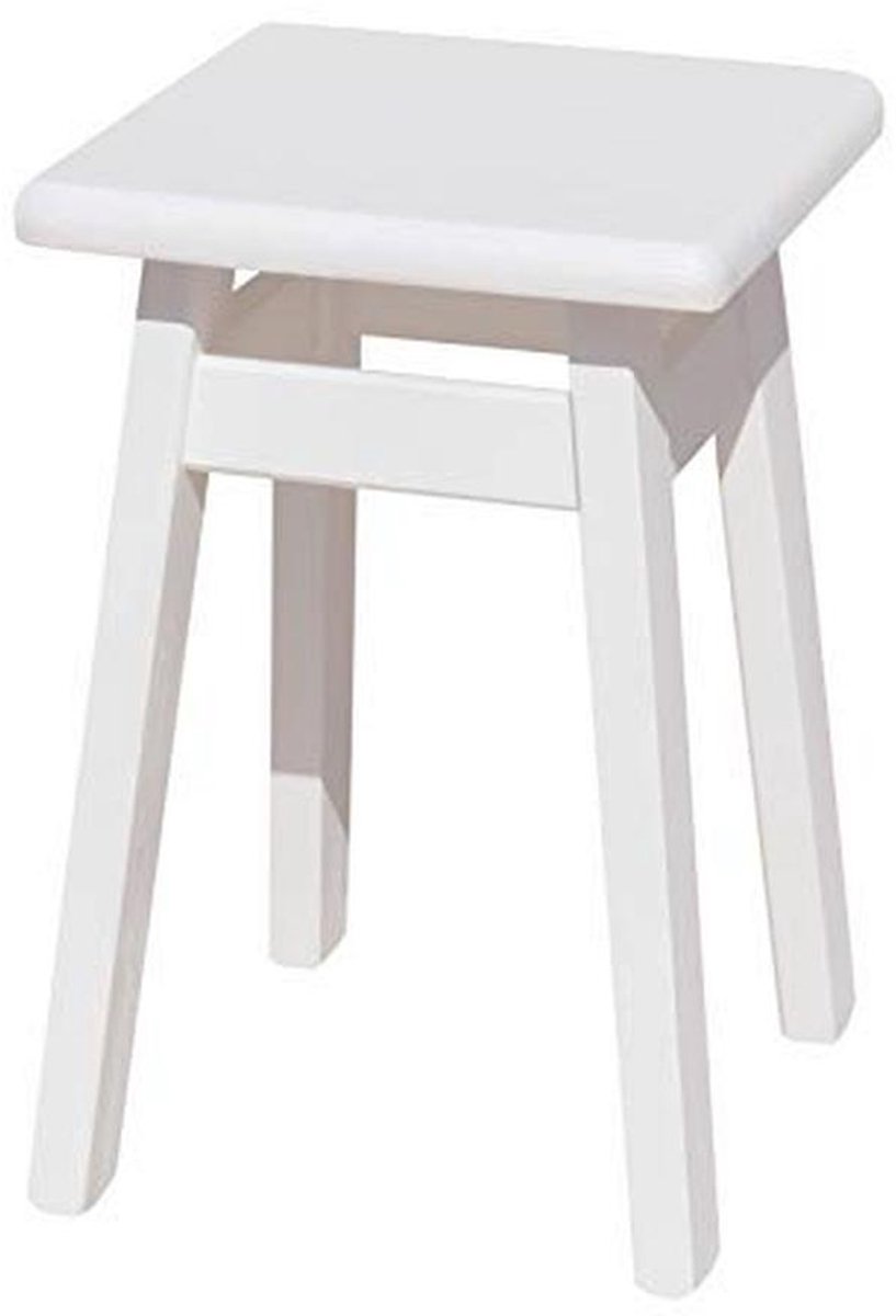 Massief houten kruk - witte grenen houten schemel voor in huis