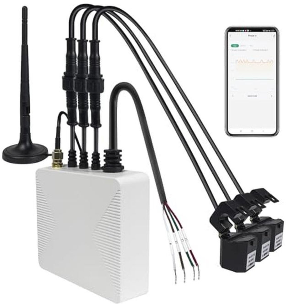 WiFi Smart Home Energiemonitor 3-Fase met Real-Time Meters en Sensoren