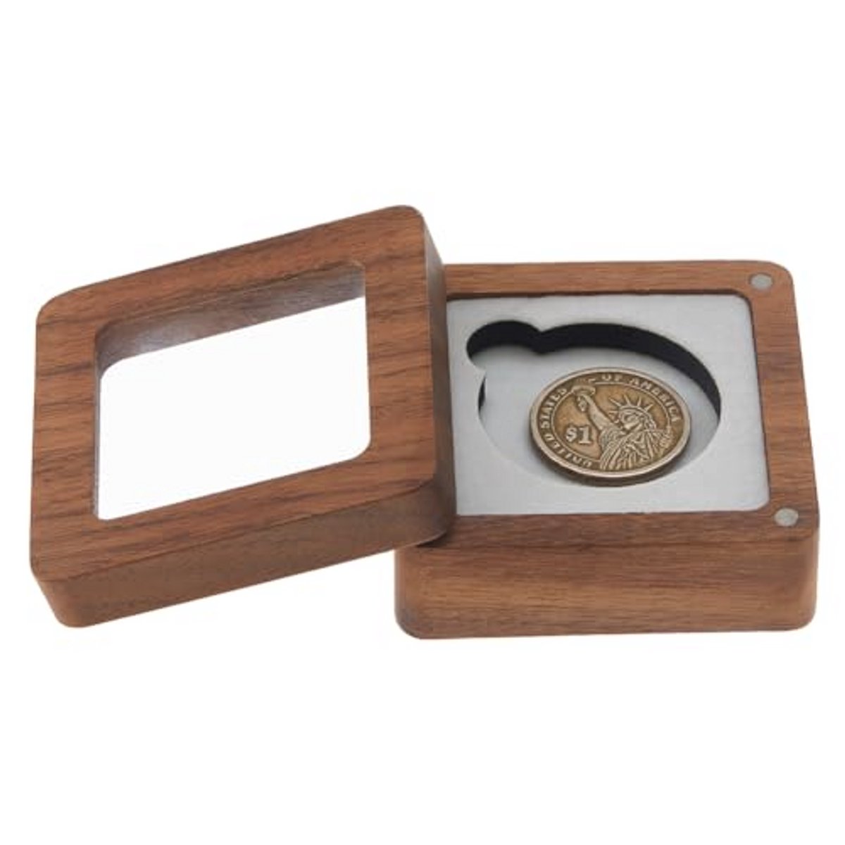 Houten Munten Opbergkoffer met Fluwelen Voering - Display Case voor Collectie van 40mm Munten