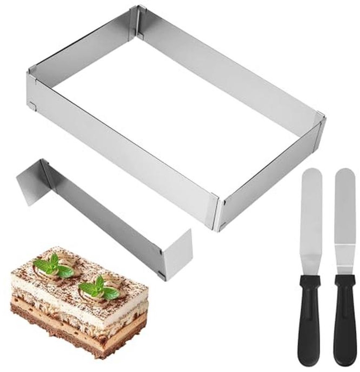 Rechthoekige bakvorm voor taarten en gebak - Verstelbare patisserie frame