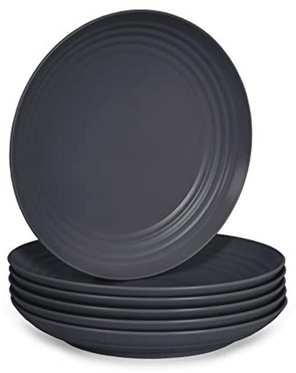 Herbruikbare en onbreekbare serviesset voor feestjes en evenementen - Grafiet (plat 22 cm)