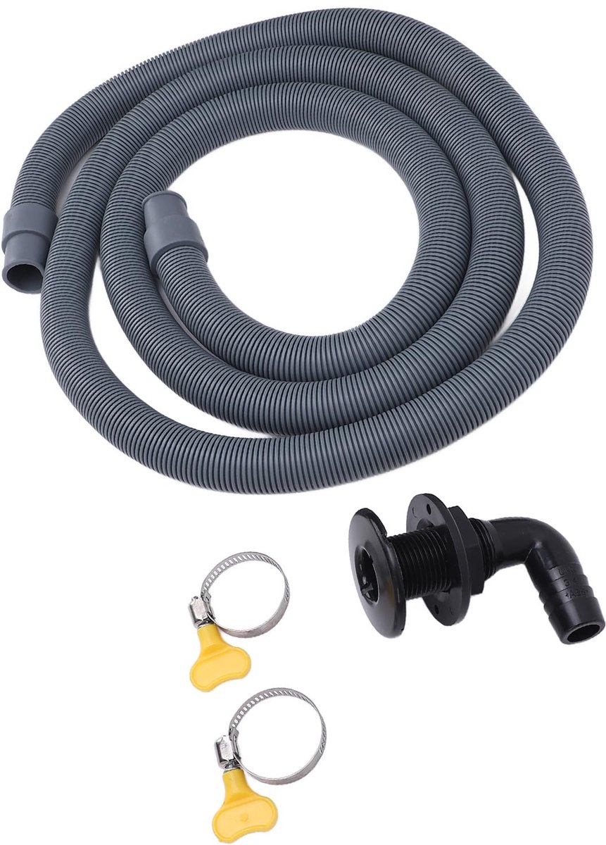 Bilgepomp installatiekit 750 GPH - Hoge drukbestendige slang met 90 graden fitting - 2 m bilgepomp sanitaire oplossing (zwart)