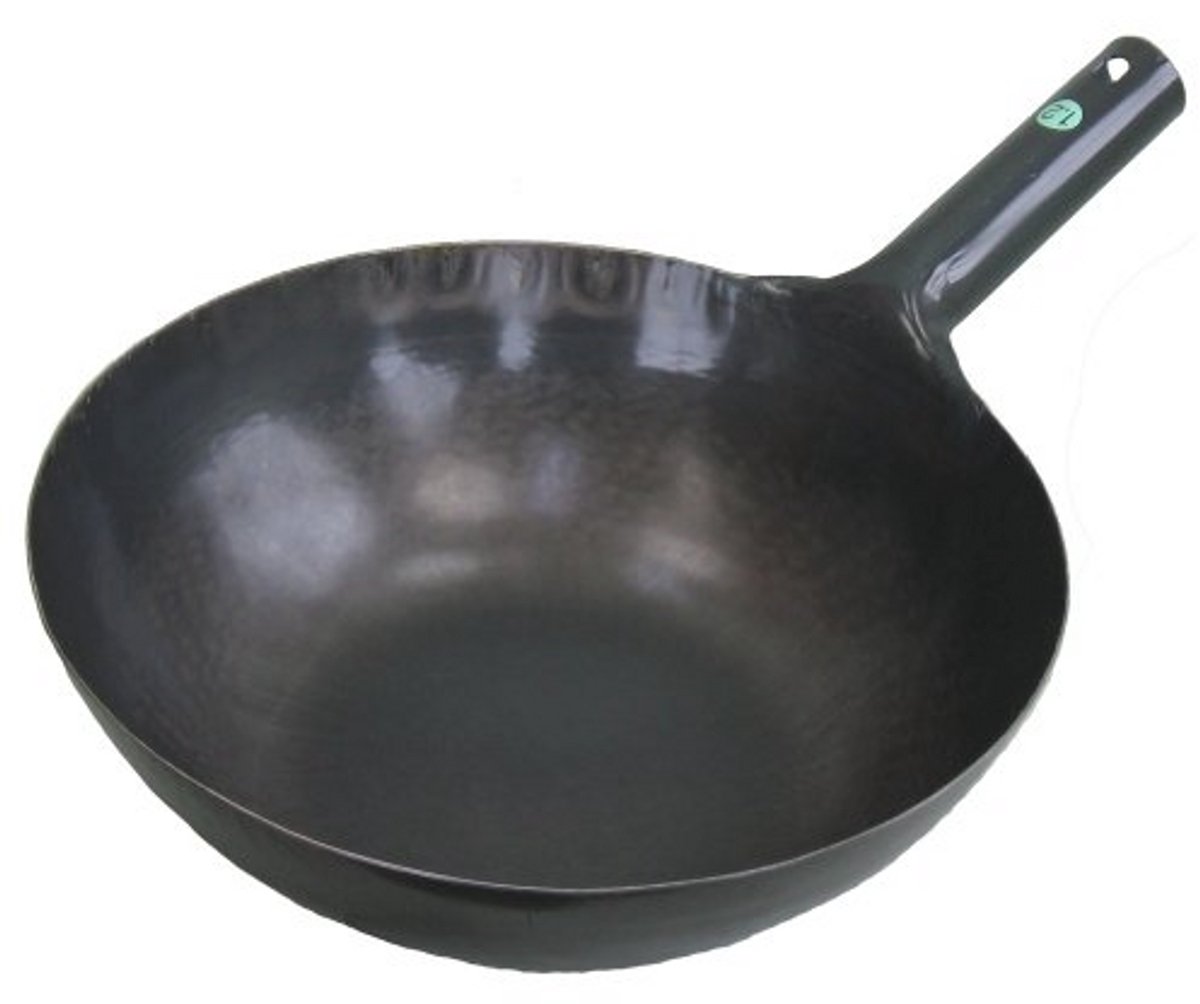 Kookgerei - Handgemaakte Wok in Gietijzer - 30 cm - Duurzaam en Hoogwaardige Kwaliteit