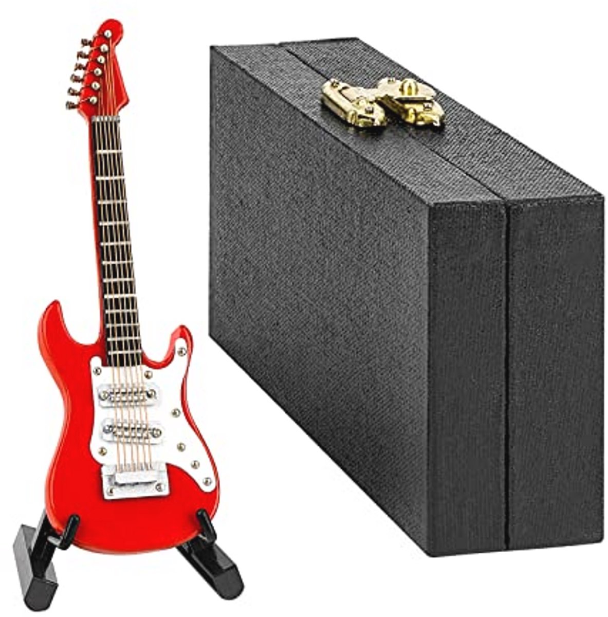 Miniatuurgitaar met standaard en koffer - 10 cm elektrische gitaar voor decoratie
