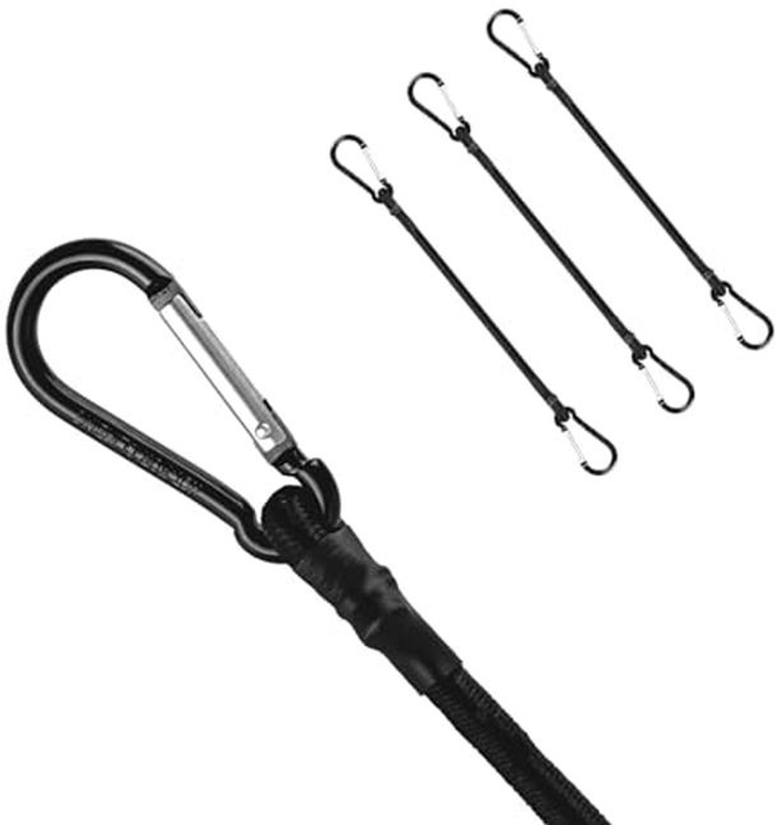 Spanrubber met Karabijnhaak - 30 cm - 4 Stuks - Sterke en Duurzame Expander