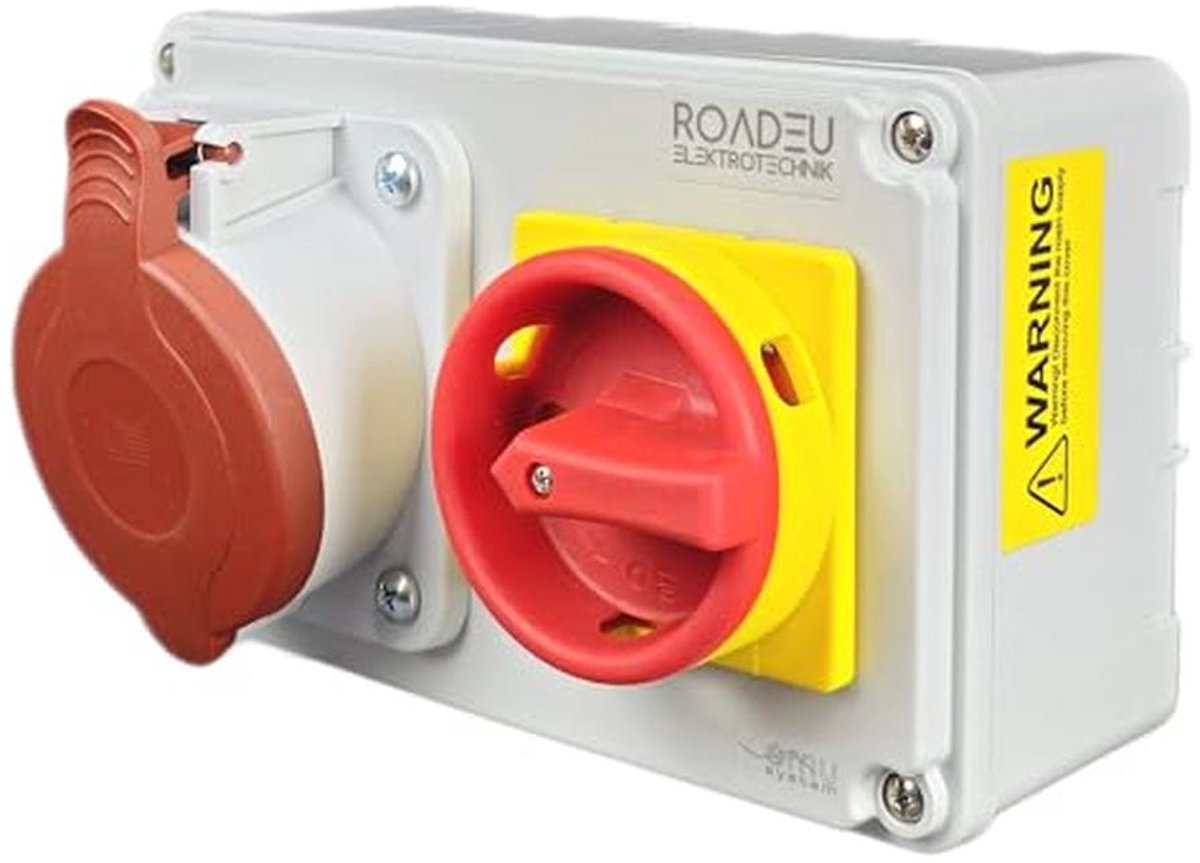 CEE Stroomverdeler met AAN/UIT schakelaar - Driefase 16A 5-polig 415V Stopcontact IP44 voor Werkplaatsen en Garages
