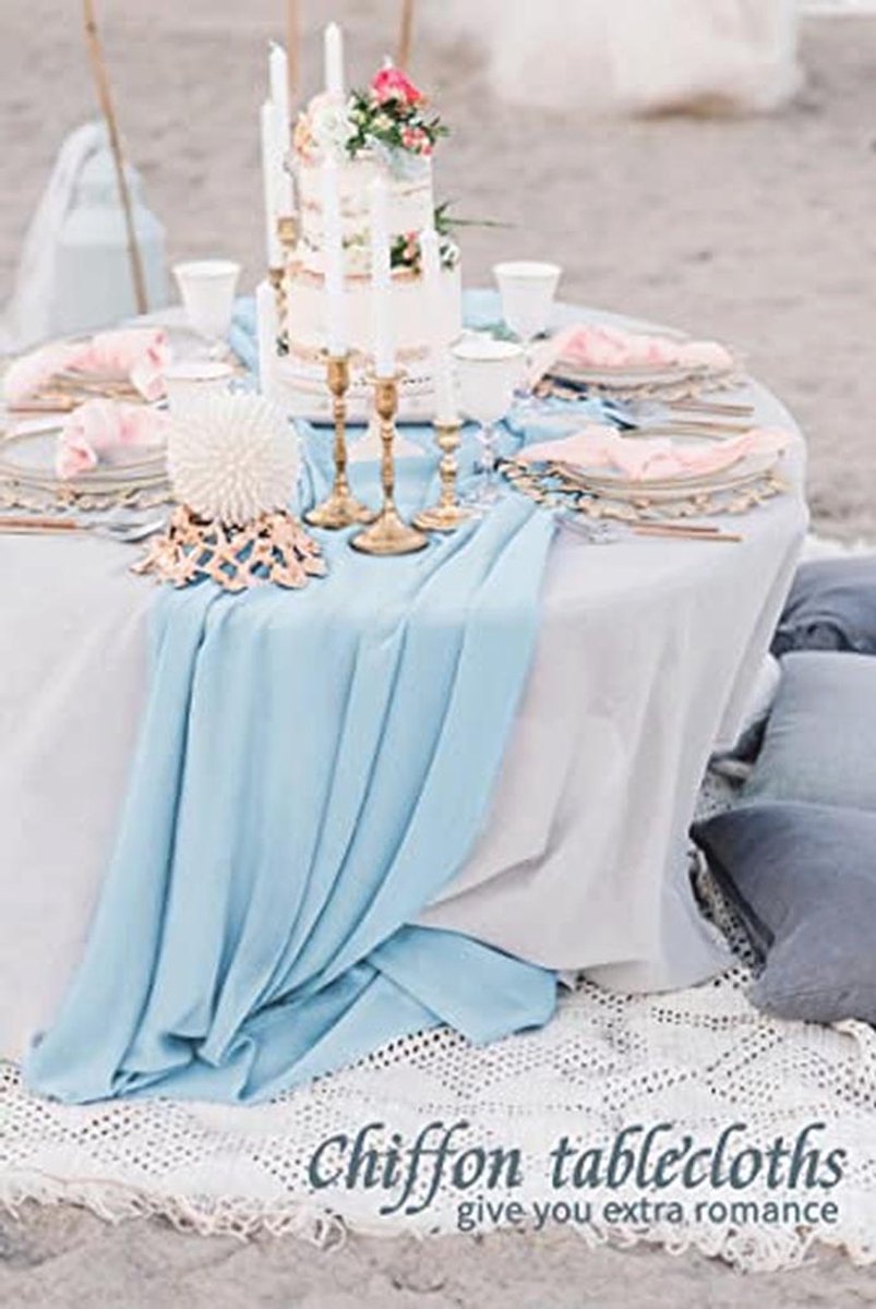 Chiffon Tafellopers 2-pack 70 x 300 cm voor Bruiloften en Feestelijkheden - Babyblauw