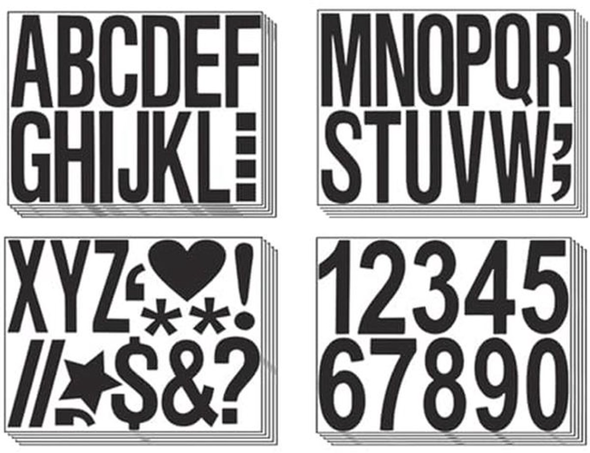 Zwarte Zelfklevende Briefstickers voor Huisnummers en Adreslabels - 20 Vellen