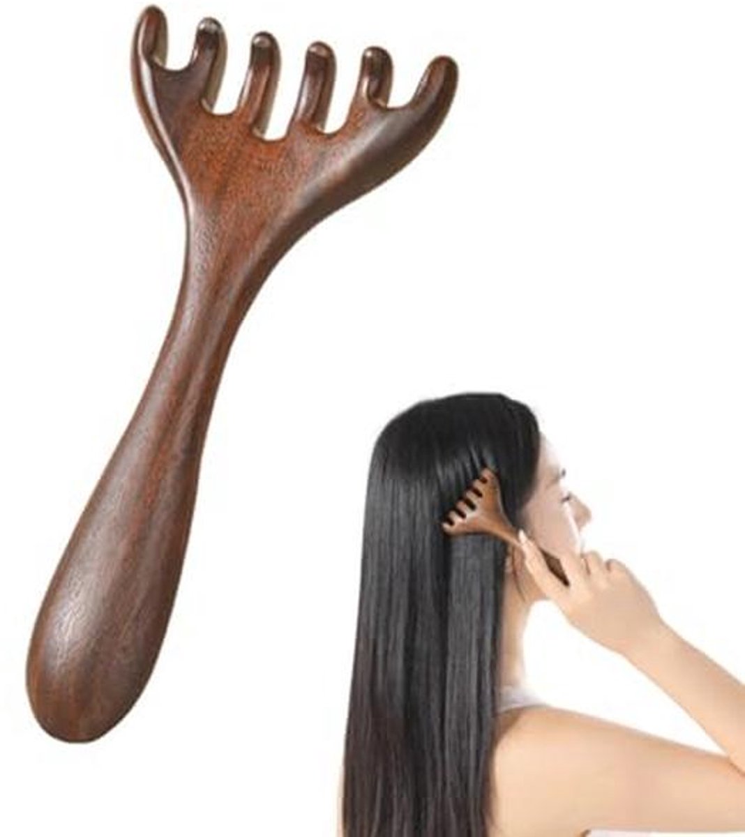 Houten Hoofd Massage Kam en Guasha Kam voor Ontspanning en Therapie