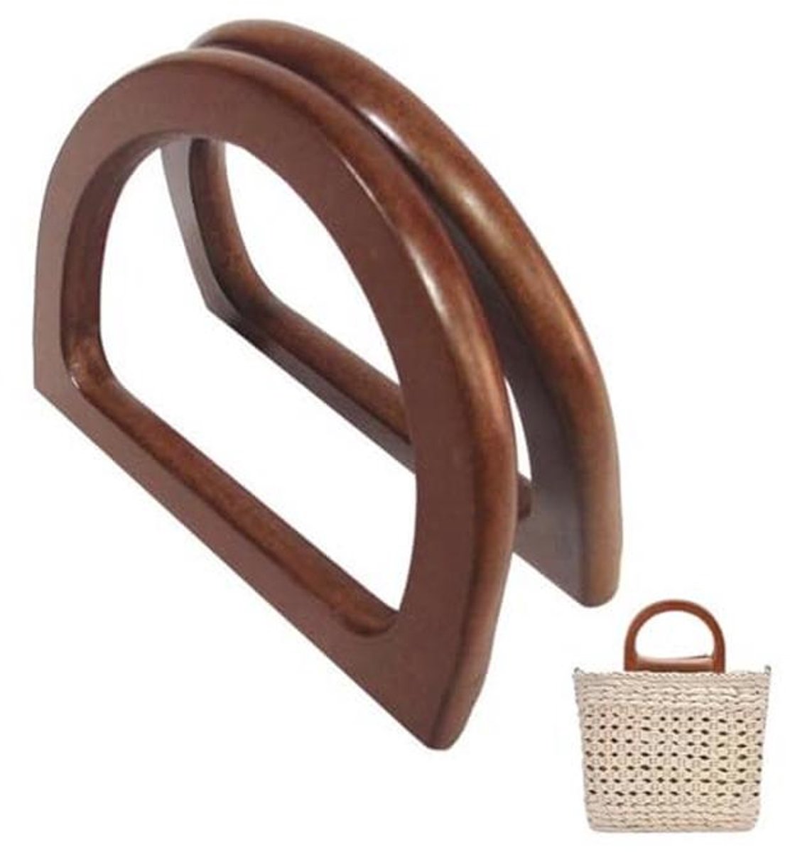 D-vormige houten tasgrepen - Set van 2 voor handgemaakte tassen en accessoires