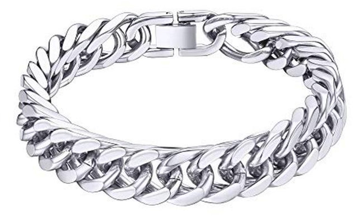 ChainsHouse Roestvrijstalen pantserarmband voor heren, 19 cm - 23 cm, pantserarmband, schakelarmband, hip pop-armketting met geschenkdoos voor Valentijnsdag, verjaardag
