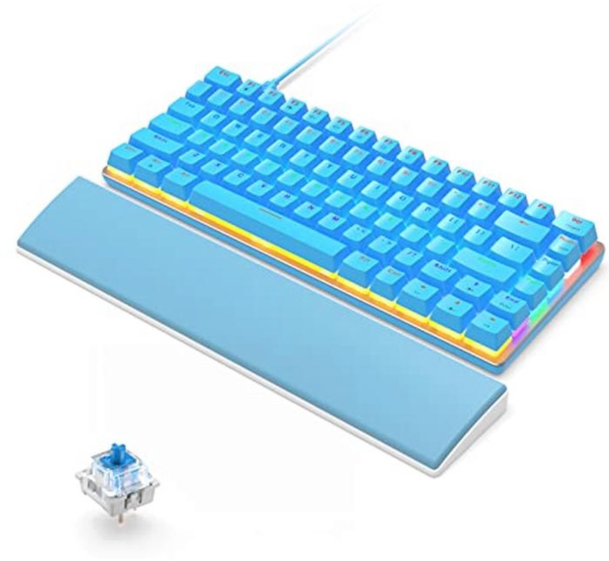 Mechanisch Gaming Toetsenbord met Verlichting en Polssteun - Compact QWERTY, USB, Anti-Ghosting