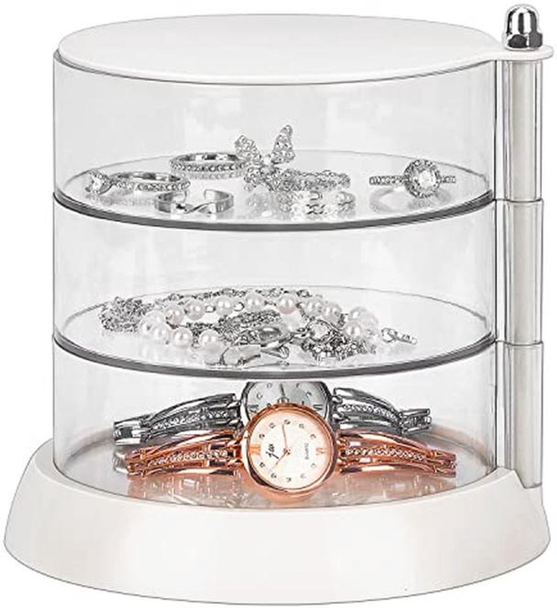 Stapelbare Juwelen Organizer - 3 Laags Acryl Sieraden Bewaarbox Met 360° Rotatie