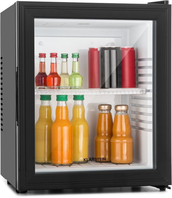 Klarstein Minibar Barmodel Koelkast - 24 Liter - glas - 0dB - Zwart - Minikoelkast - 5-15°C - voor Hotelkamer voor Kantoor - Stil Compact - Mini Fridge Kleine Koelkast Hotelkoelkast Drankkoeler Compact Koelkast van Klarstein — afbeelding 4
