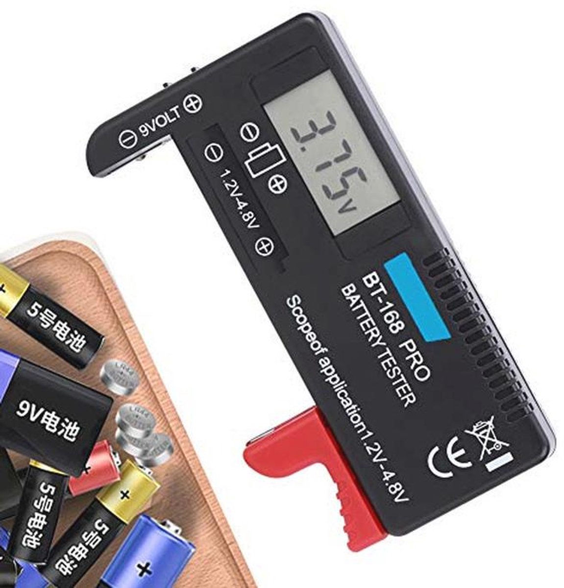 Digitale Batterijtester voor AA, AAA, 9V en Knoopcellbatterijen - LCD Capaciteit Checker
