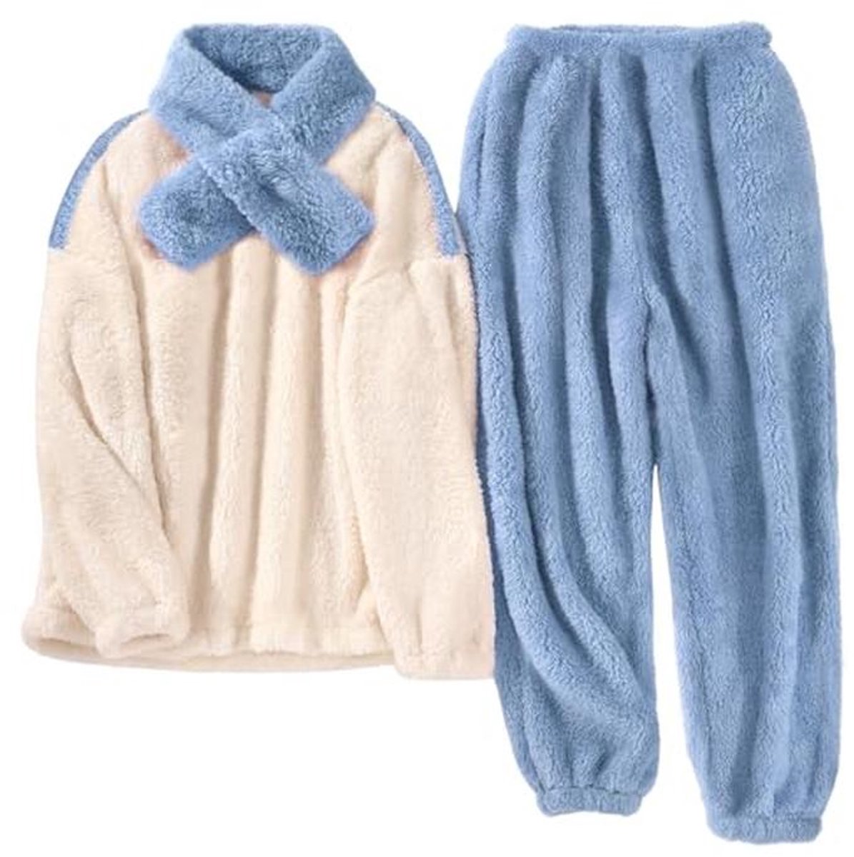Winter Pyjama voor Dames met Sjaal en Zakken - Zachte en Warme Flanel Nachtkleding