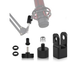Microfoonbevestigingsadapter voor microfoonstandaard en boomarm - zwart - compatibel met Hyperx Quadcast - 3/8 duim en 1/4 duim schroefadapter
