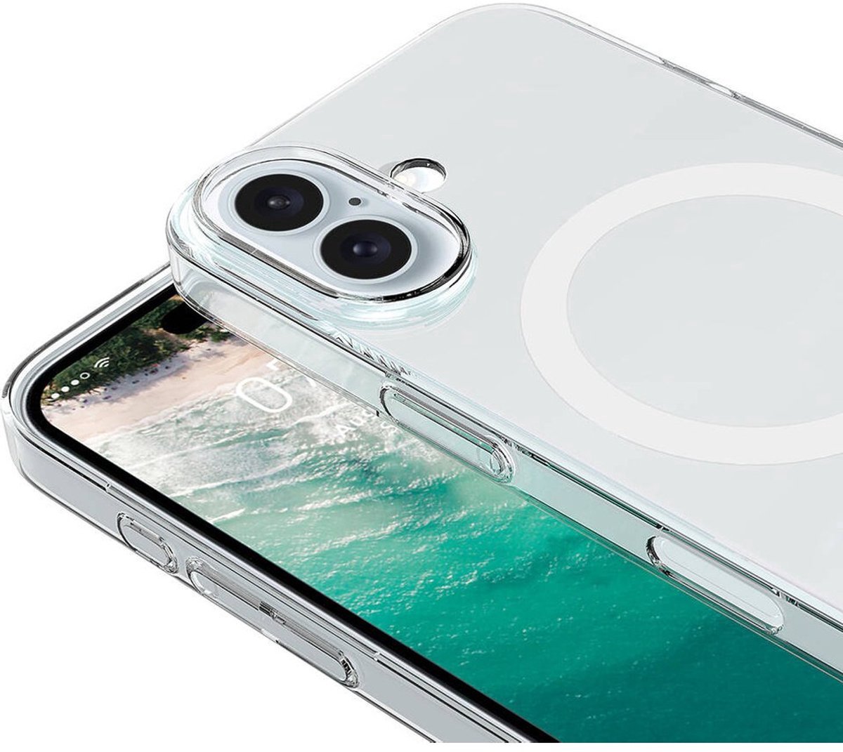 Finnacle - Krachtig Plus MagHoesje geschiukt voor iPhone 16 - Siliconen case - MagSafe Compatibel - Transparant