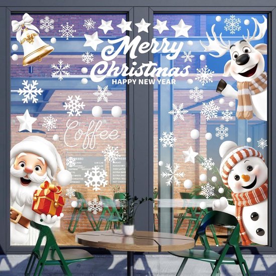 Kerst raamsticker kerstboom icoontjes