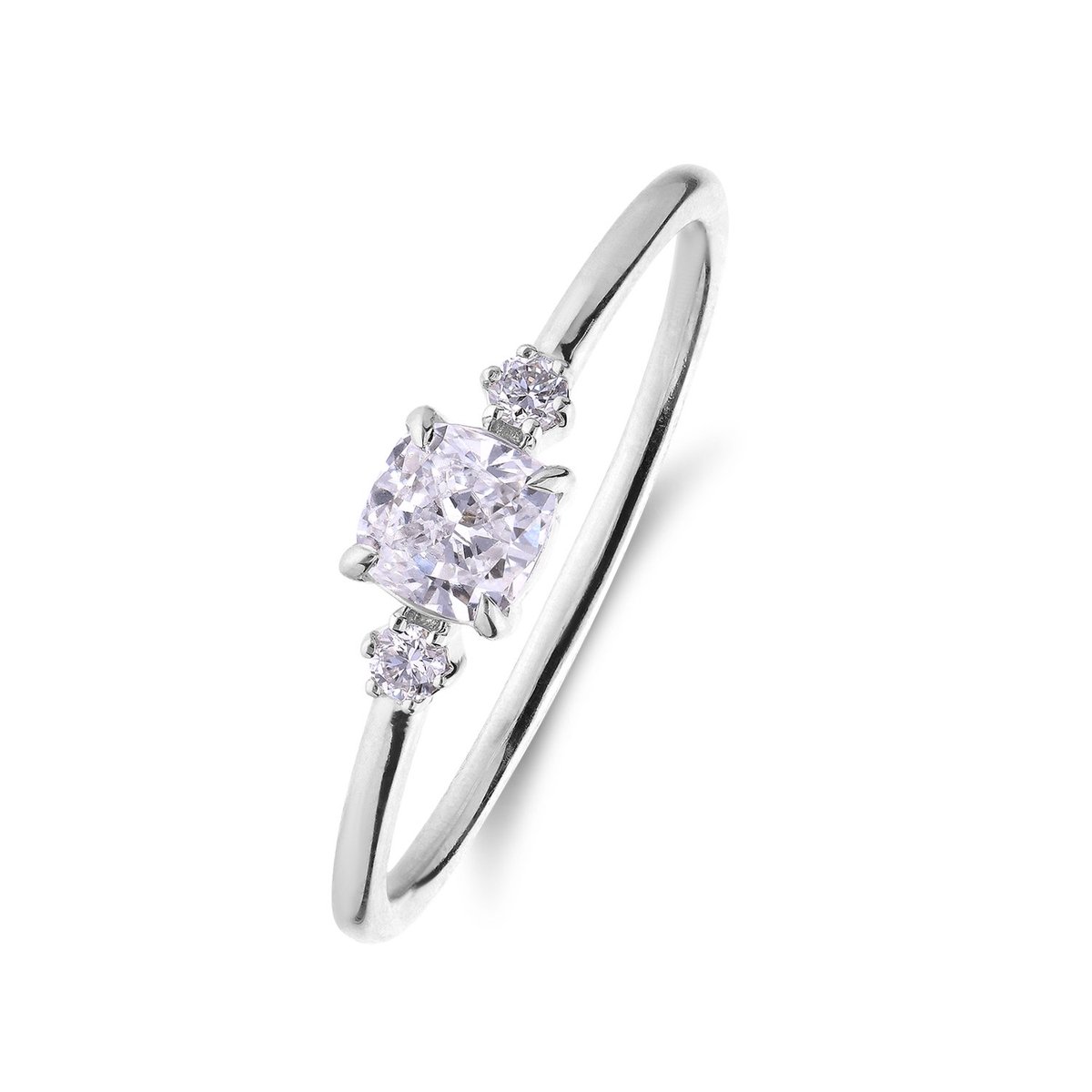 Lucardi Dames 14 karaat witgouden ring met labgrown diamant 0,415ct voor dames - Ring - 14 Karaat Goud - Zilver - 18.50 / 58 mm