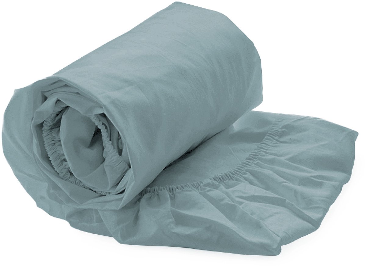 Heckettlane Hoeslaken Elementi - Onderlaken voor Tweepersoonsbed - 180x210-220 cm - 100% Katoen-Satijn - Blauw