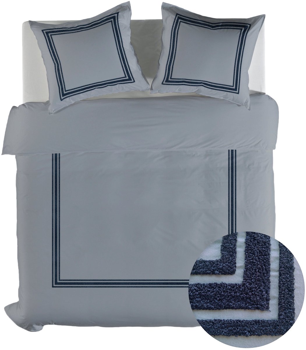 Yellow Dekbedovertrek Gewassen Katoen Suite Kerala - Delicate Blue - 260x200/220 cm - 100% Gewassen Katoen - Lits-Jumeaux Extra Lang