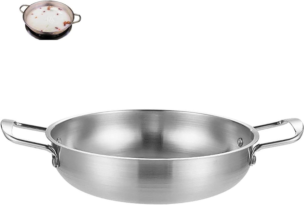 Cosensi - Diepe RVS pan met dubbele handgreep en antislip bodem, 1350 ml - Koken, Soep, keukenaccessoires