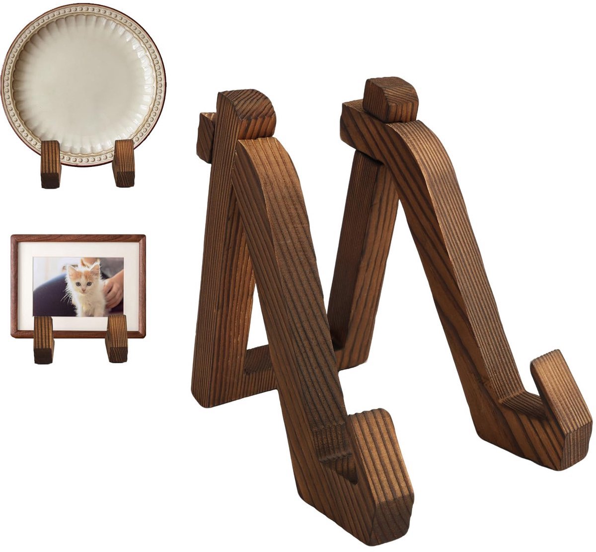 Stunq® Tellerstandaard Houten Model - Foto & Plaatstandaard, 15.2cm