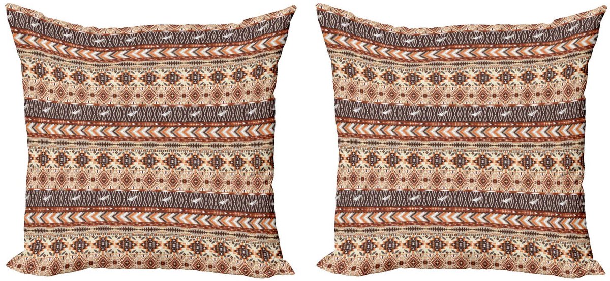 ABAKUHAUS Kussenhoezen Set 2x45x45 cm – Dubbelzijdige Digitaaldruk – Multicolor Bruin