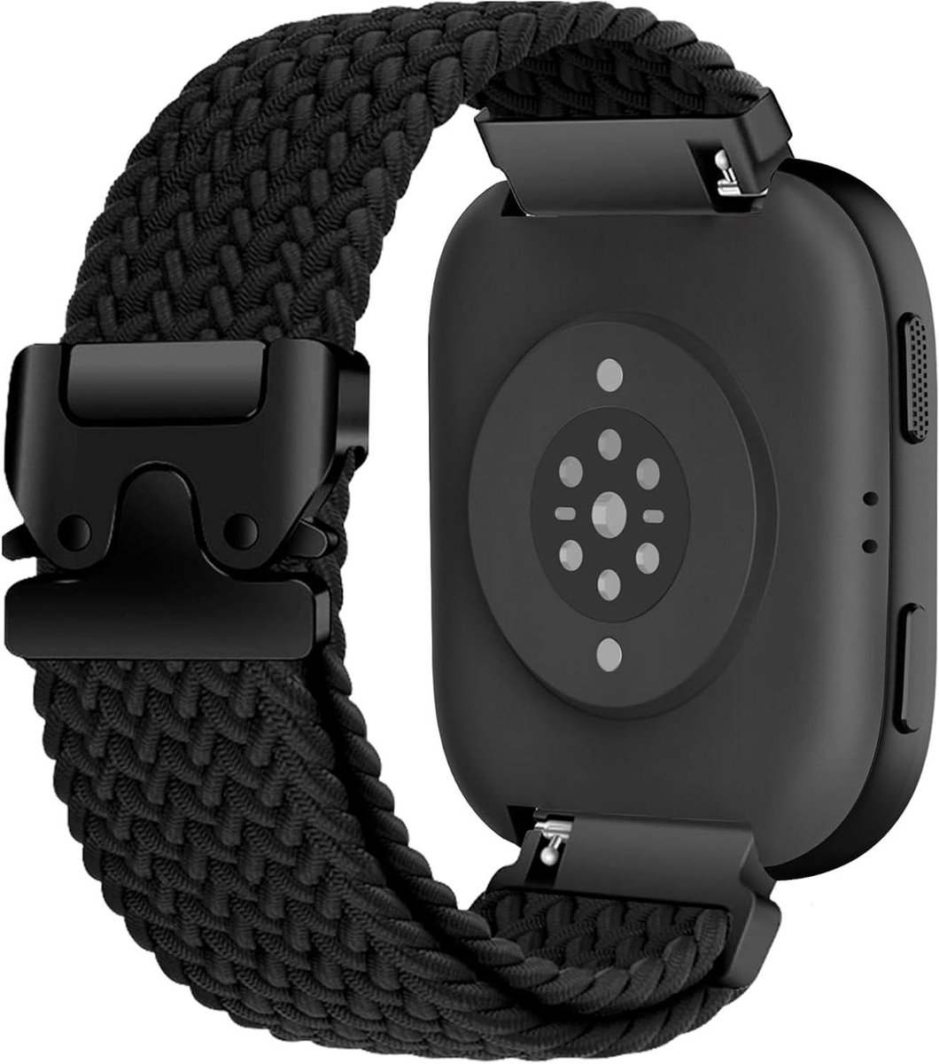 Cosensi - Nylon Armband 22mm voor Smartwatch - Ademend en Zacht - Geschikt voor Amazfit Balance, Bip 6, Bip 5, GTR 4 en GTR 3 Pro - Zwart