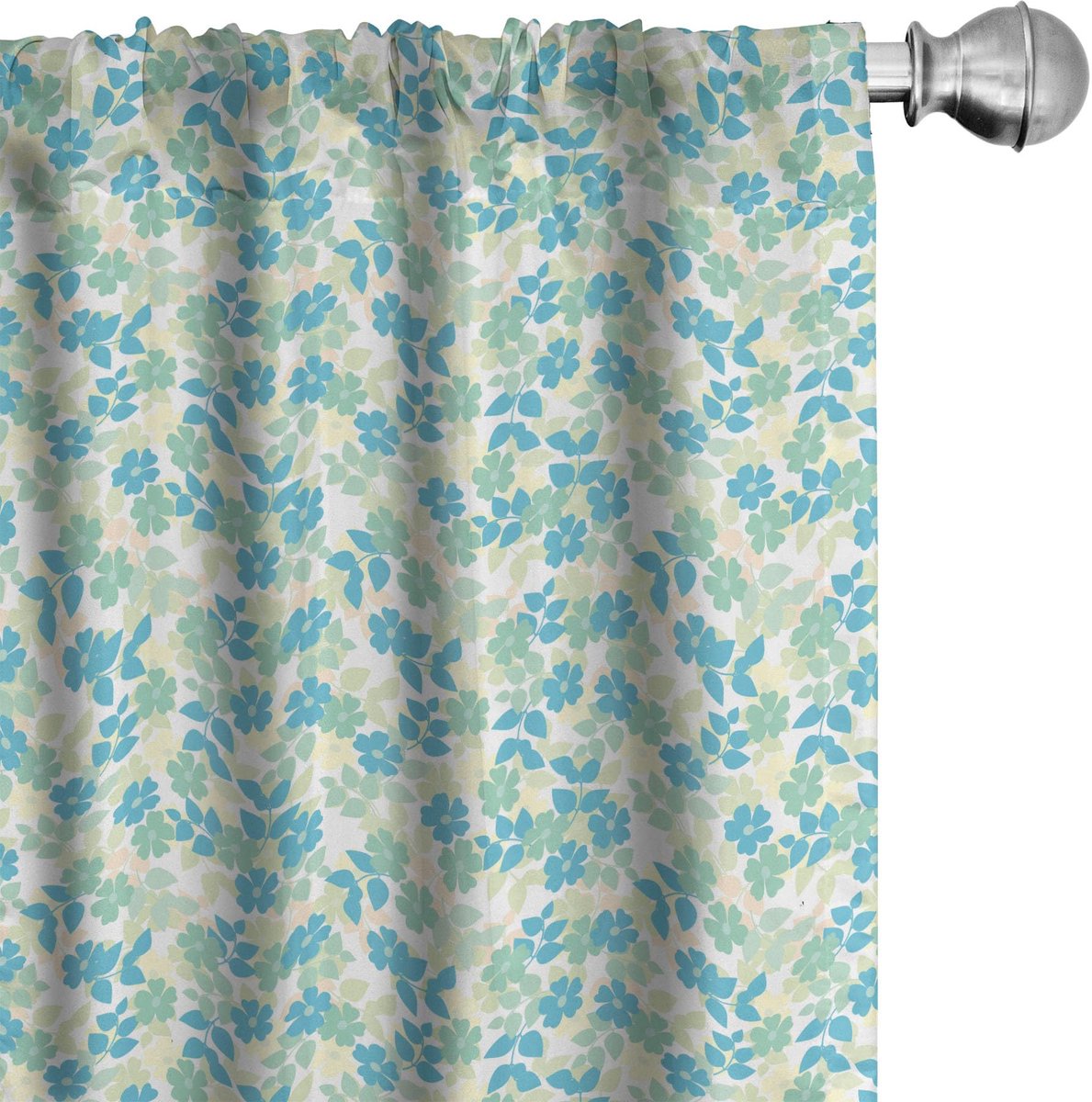 ABAKUHAUS Bloemengordijnen – 2x75x245 cm – Mandelgroen/Blassgeel