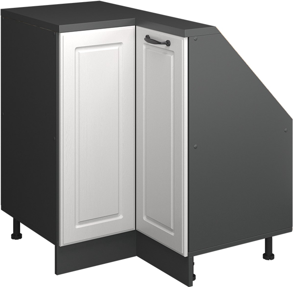 Vicco R-Line Hoekkeukenkast voor schuine wand – 75.6 cm met 1 deur Wit Landhuis Wit landelijk/Antraciet