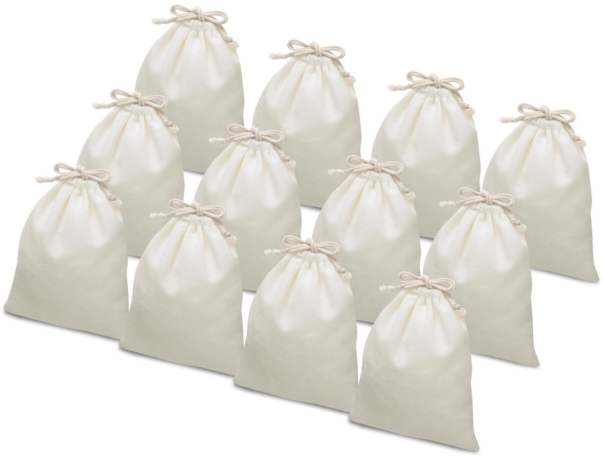 IMPERATORIS® Katoenen Tas - Draagtasje met Hengsels - Boodschappen voor Kinderen en Volwassenen - Stevige Kwaliteit - 12 Stuks - Naturel - 25 x 30 cm