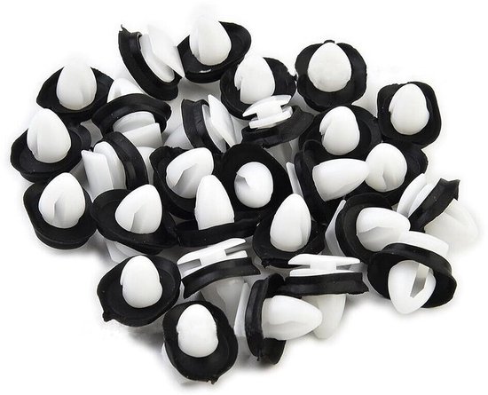 VZU 100 Stuks Deurbekledingsclips Voor Fiat Ducato, Boxer, Jumper – 9 Mm Gat, Met Rubberen Afdichting (wit/zwart)
