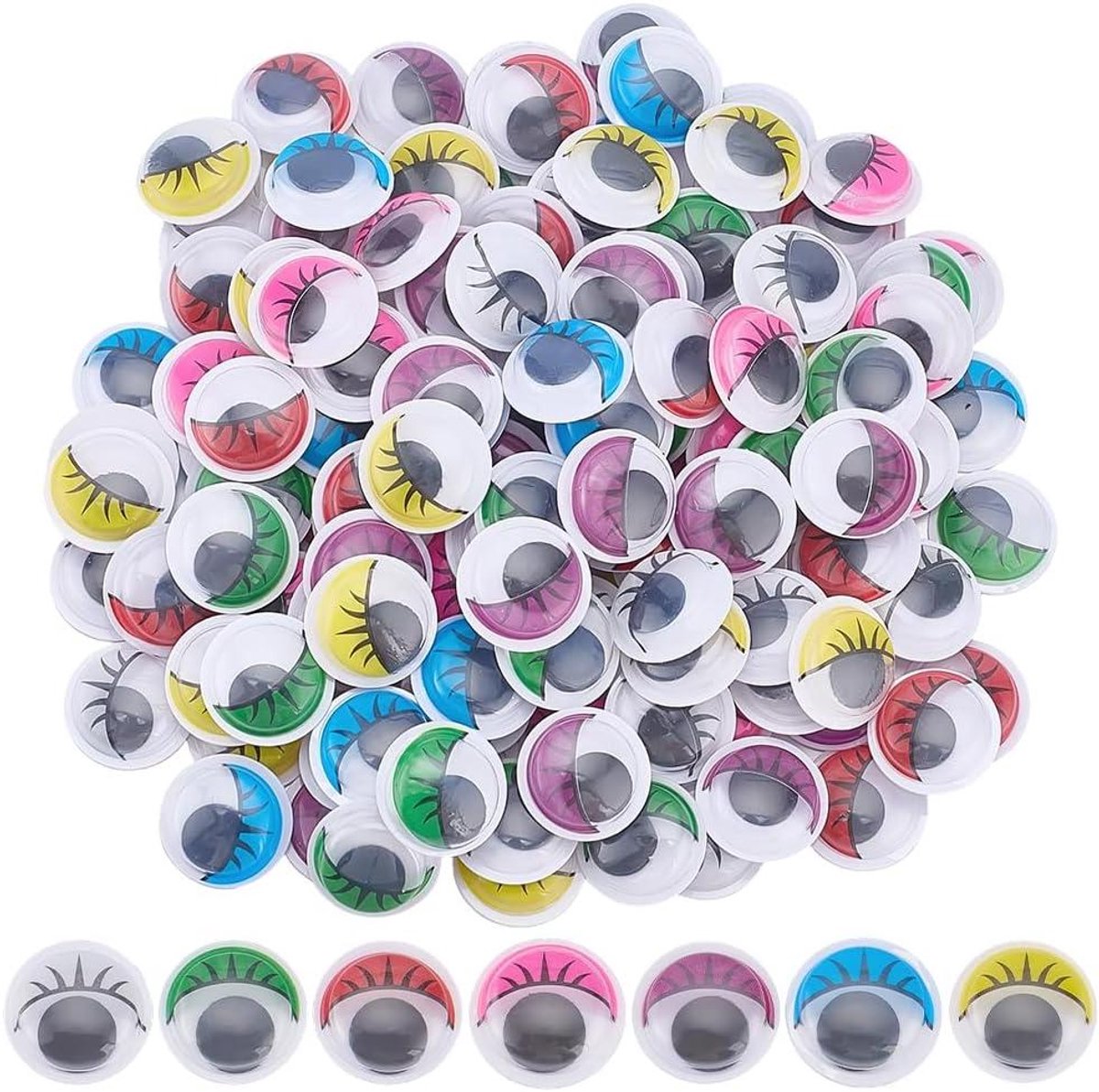 Cosensi - Veiligheidsogen met wimpers, 210 stuks, 7 kleuren, 15 x 4,5 mm