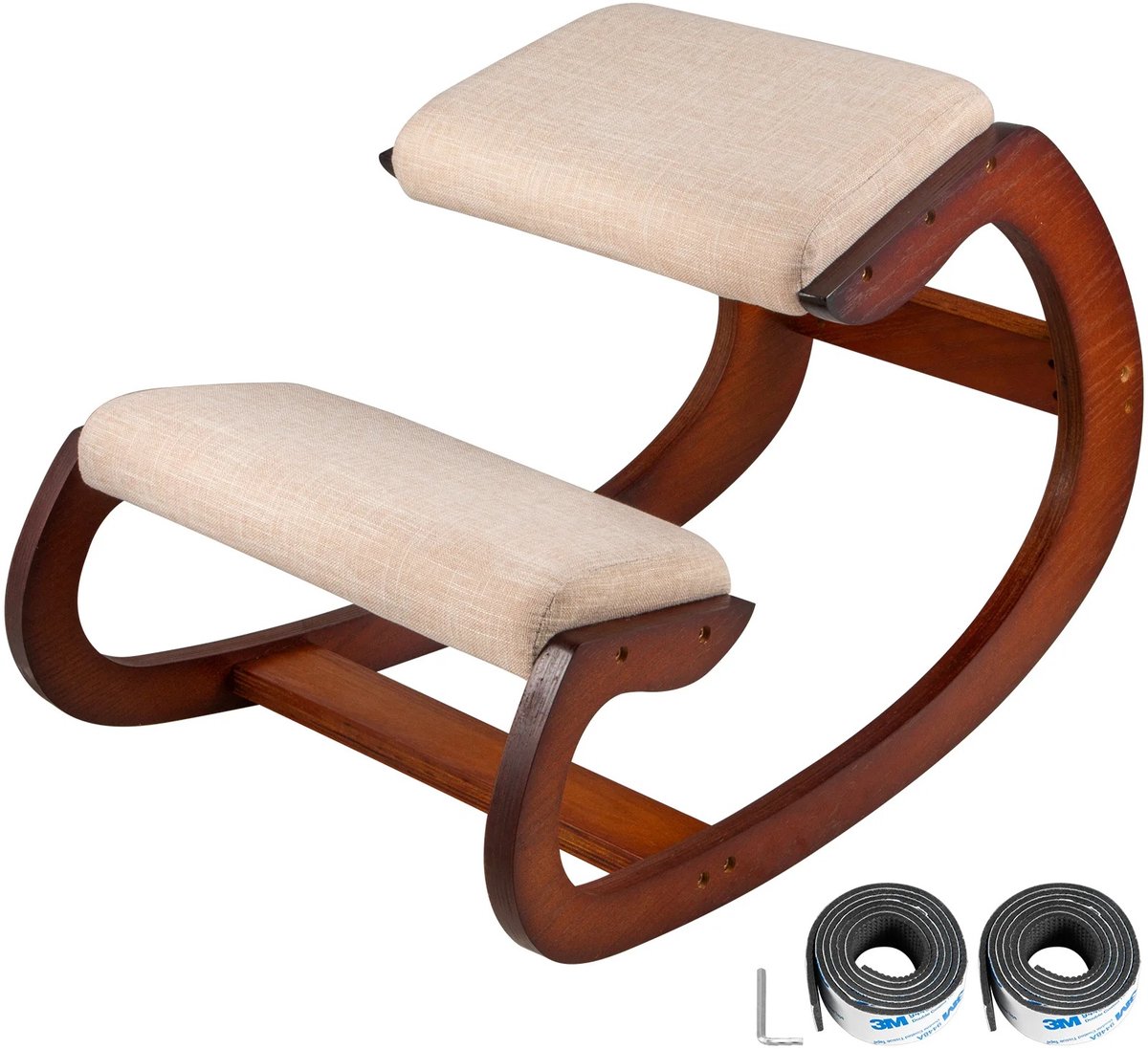 Sensova - Ergonomische Bureaustoel Knielende Schommelstoel van Berkenhout - Correcte Houding - Comfortabele Knie- en Zitkussens - Orthopedische Werkstoel voor Thuiswerk, Kantoor, Computer en Meditatie - Premium Ergonomisch Design