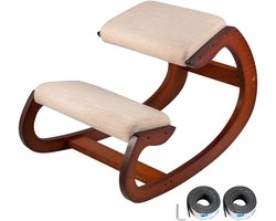 Sensova - Ergonomische Bureaustoel Knielende Schommelstoel van Berkenhout - Correcte Houding - Comfortabele Knie- en Zitkussens - Orthopedische Werkstoel voor Thuiswerk, Kantoor, Computer en Meditatie - Premium Ergonomisch Design