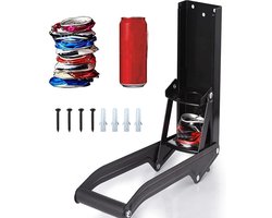 Blikjespers-Flessenpers-16oz Heavy Duty aluminium blikkenbreker, aan de muur bevestigd - met flesopener voor het recyclen van frisdrank- en bierblikjes - geschikt voor blikjes van 12oz en 16oz - eenvoudige installatie - zwart - 32,5x12cm